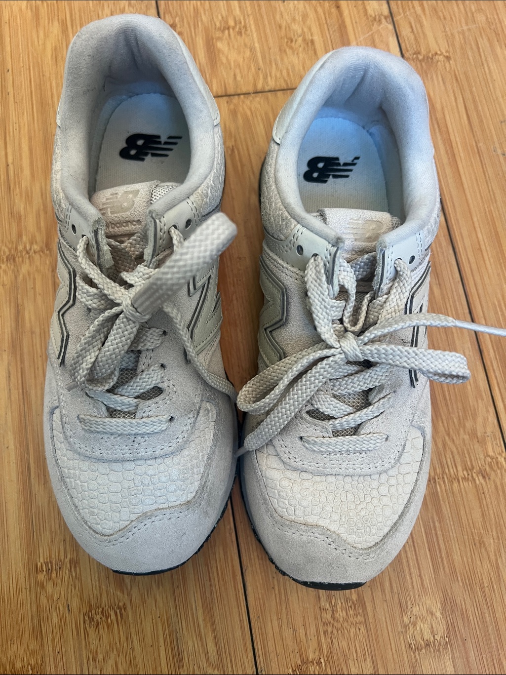 New Balance Kids Light Gray And White Lace-Up Sneakers